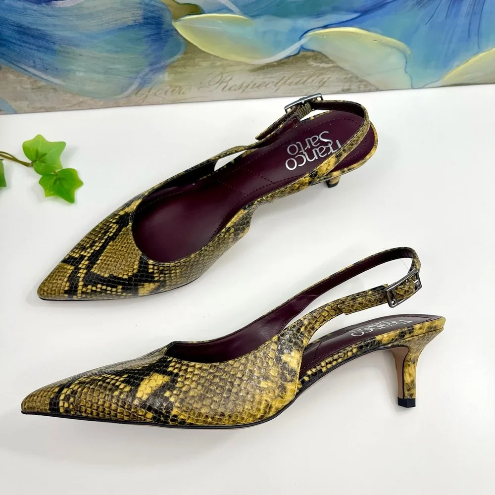Franco Sarto Snakeskin Kate‎ Slingback Pump Size 6.5